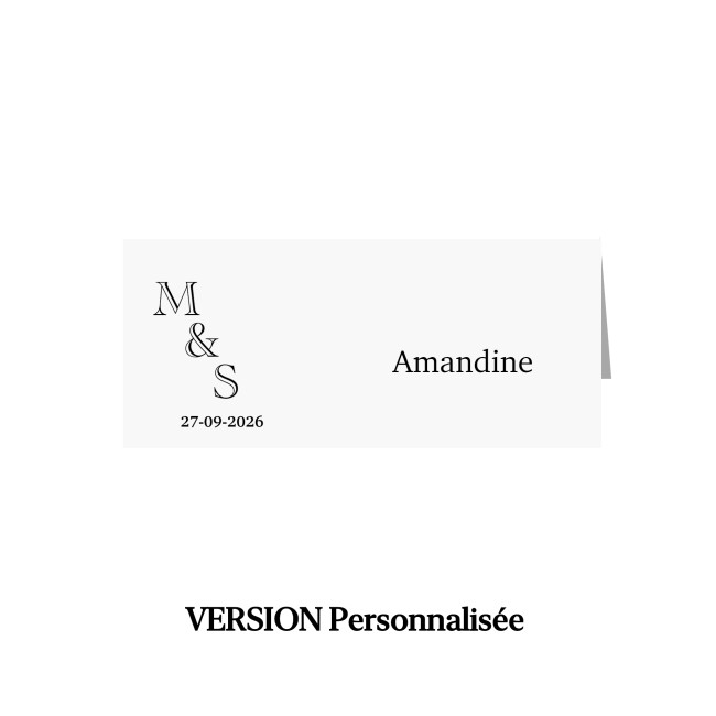 Marque-place mariage chic – Initiales personnalisées – Design minimaliste et raffiné - EP5 Marque-place mariage chic – Initiales personnalisées – Design minimaliste et raffiné - EP5