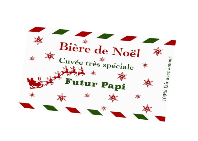 Etiquette autocollante personnalisée pour bouteille de Bière  - Cadeau de Noël original - Annonce grossesse, Demande parrain, témoin. ep4