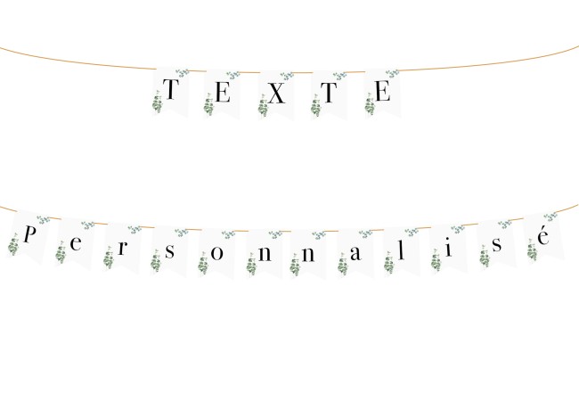 Guirlande personnalisée - Fanion lettre- Décoration de mariage, anniversaire - thème Nature - Motif Feuille d'eucalyptus -ep4