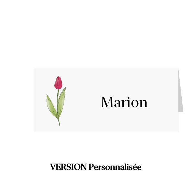 Marque-place mariage thème Floral – Motif Tulipe – Décoration de table printanière et raffinée - EP7