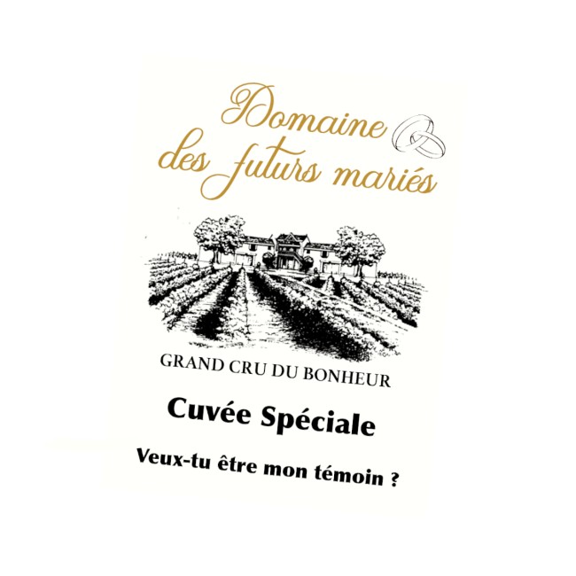 Etiquette autocollante personnalisée pour bouteille - Demande témoin, garçon ou demoiselle d'honneur - Domaine des futurs mariés - EPD