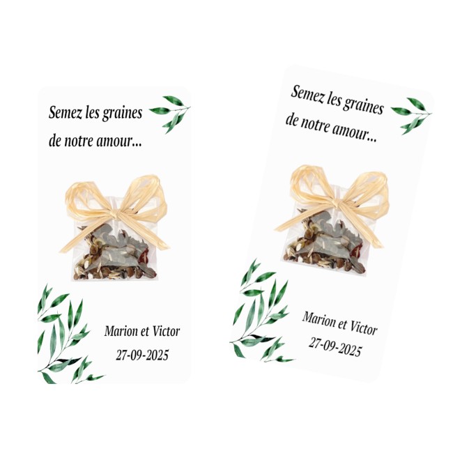 Cadeaux remerciements invités personnalisés - Graines à semer pour Mariage provençal, Motif Olivier - EP4