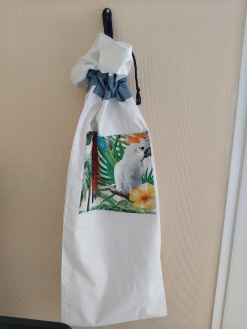Sac en tissu blanc multicolore-fabriquer en france-sac à pain -linge...