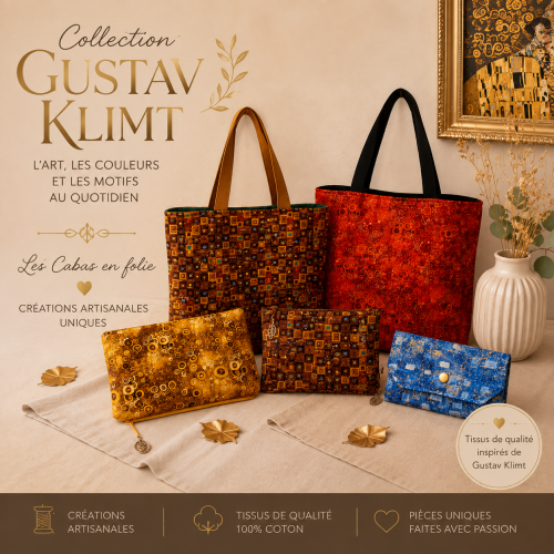 Création textile inspirée de l’univers de Gustav Klimt – Les Cabas en folie