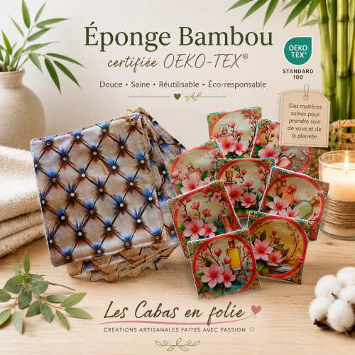 Éponge en bambou certifiée OEKO-TEX® pour créations textiles lavables et réutilisables