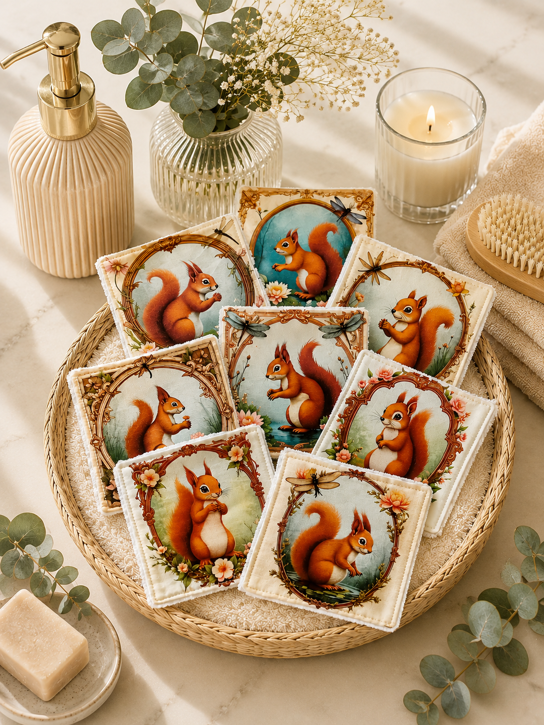 Lingettes démaquillantes lavables aux motifs Vosges et nature