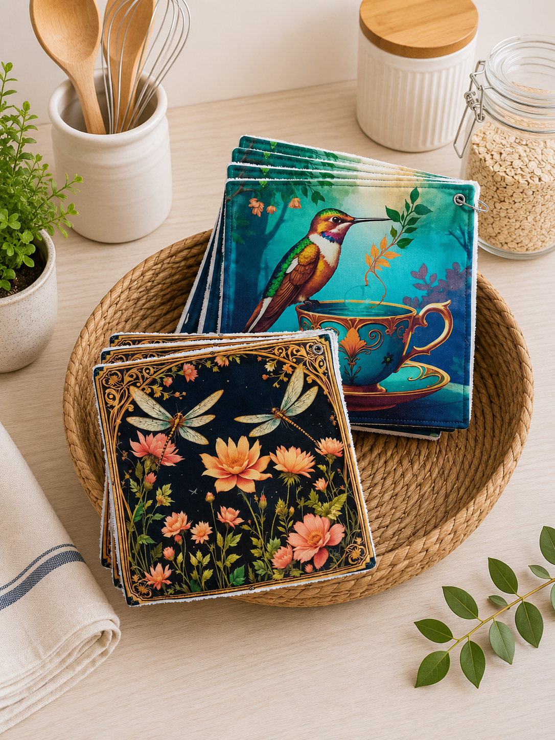Essuie-tout lavables et réutilisables aux motifs animaux et passions