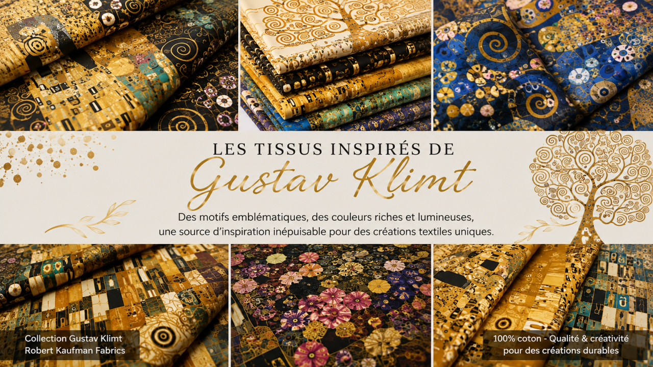 Création textile inspirée de l'univers de Gustav Klimt par Les Cabas en folie