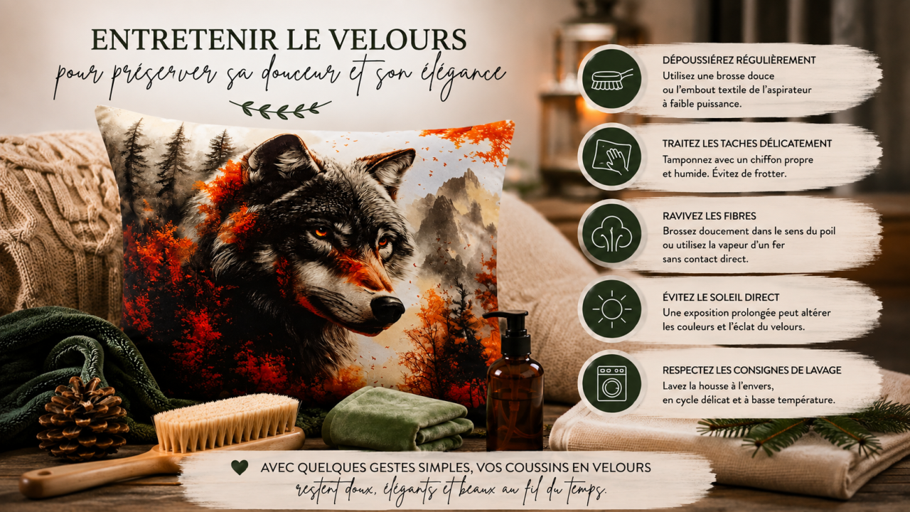 Entretien d'un coussin en velours