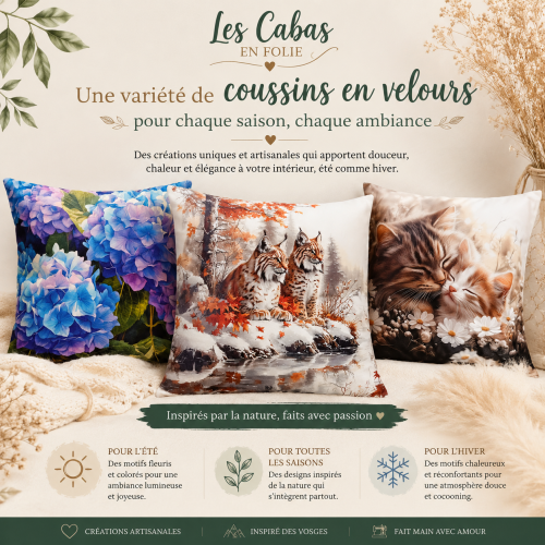 Coussins en velours décoratifs inspirés des Vosges