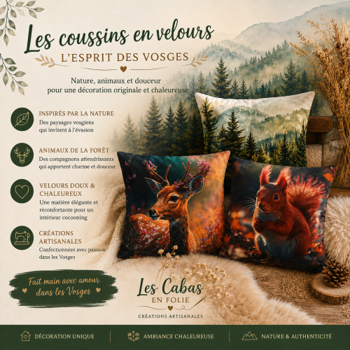 Coussins en velours décoratifs inspirés des Vosges