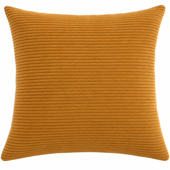 Housse de coussin ocre en velours côtelé (45x45 cm) | Déco Montagne Housse de coussin unie ocre en velours côtelé, format 45x45 cm.
