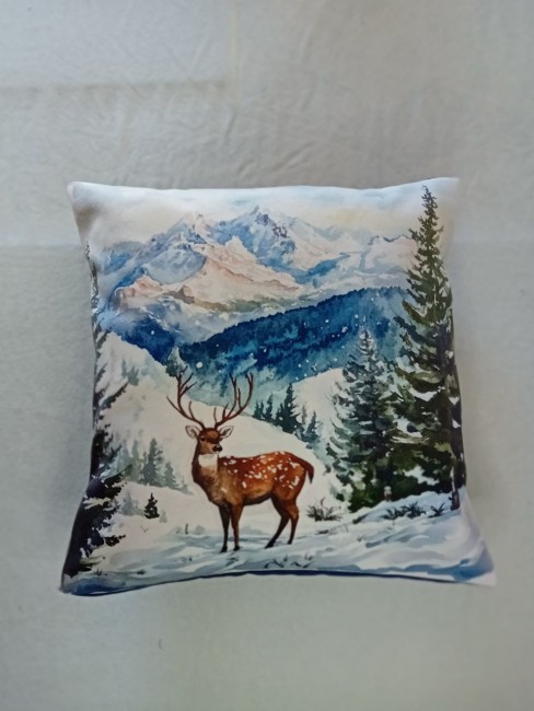 Housse de coussin fait main 45x45 cm, modèle unique et original en velours imprimé et tissu uni, fermeture portefeuille, de fabrication française