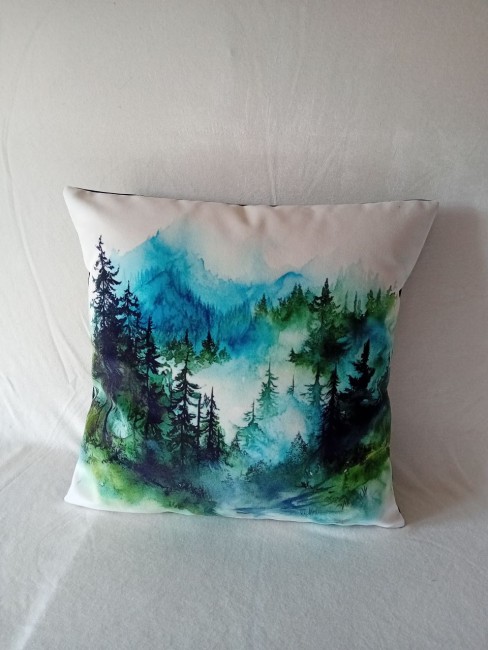 Housse de coussin Aquarelle en velours imprimé 45 × 45 cm