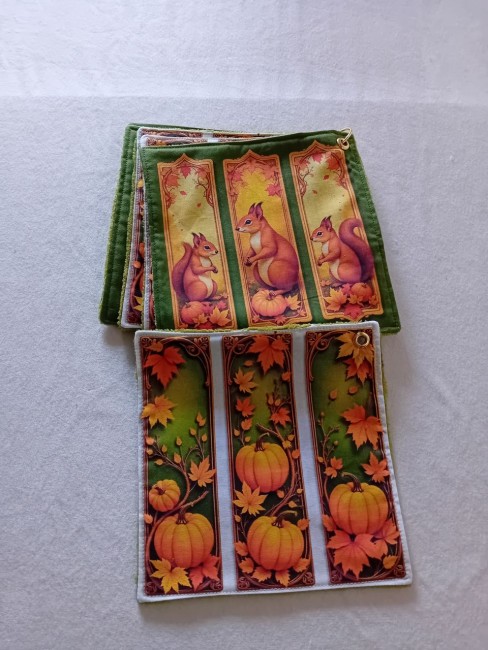 Lot de 6 essuie-tout lavables motif écureuils, citrouilles et feuilles d’automne, en éponge bambou et coton imprimé