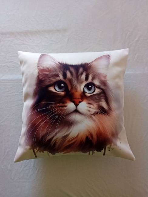 Housse de coussin Portrait de chat en velours imprimé 45 × 45 cm