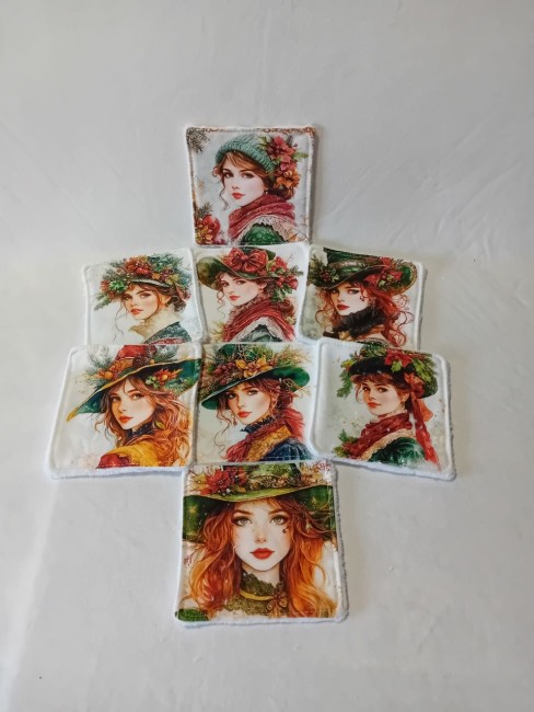 Lingettes démaquillantes originales et lavables en éponge bambou et tissu imprimé, modèle unique fait main de fabrication française.