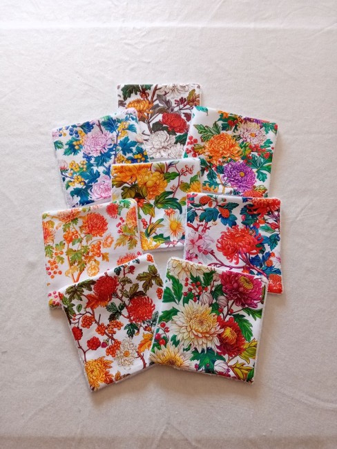 Lingettes démaquillantes lavables Fleurs et feuillages en éponge bambou – lot de 8