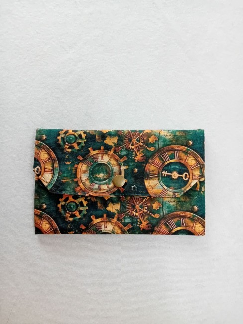 Pochette multi-usage Steampunk en tissu imprimé avec fermeture par pression métallique
