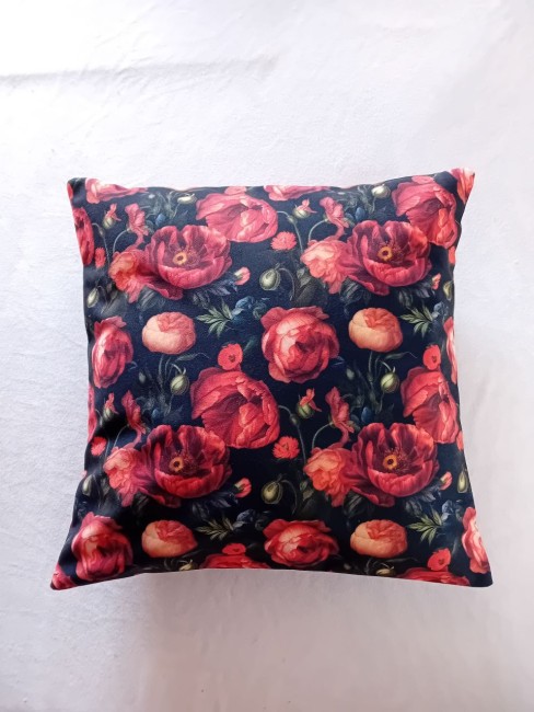Housse de coussin Pavots rouges en velours imprimé 45 × 45 cm