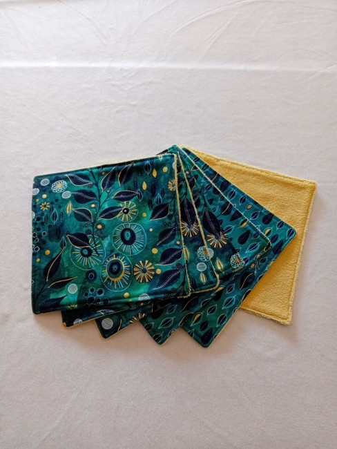 Lot de 6 essuie-tout lavables en éponge bambou et coton imprimé aux motifs botaniques – Les Cabas en folie