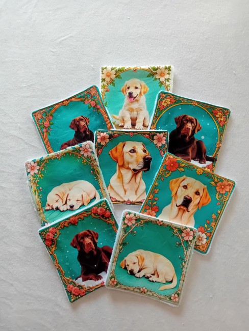 Lingettes démaquillantes lavables Labrador – Lot de 8 | Les Cabas en folie Lingettes démaquillantes lavables Labrador en éponge bambou – lot de 8