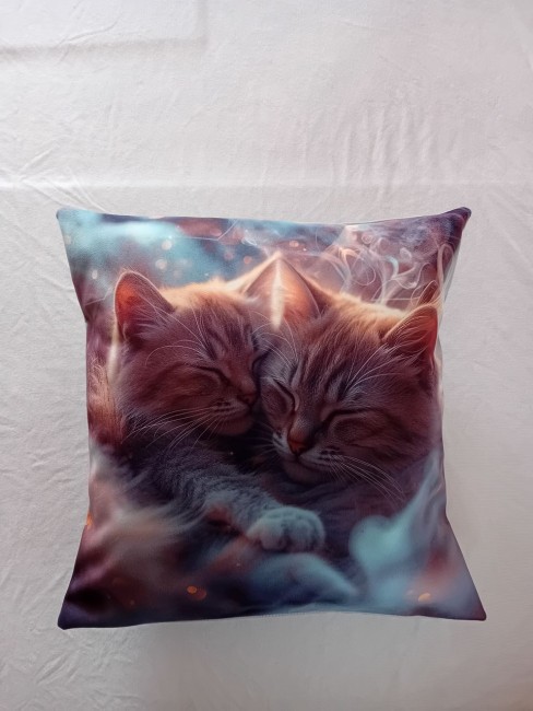 Housse de coussin en velours motif animaux chats faite main