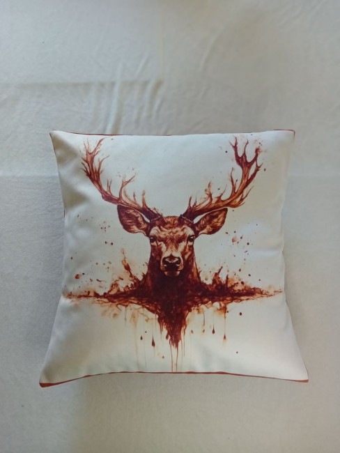 Housse de coussin Portrait de cerf en velours imprimé 45 × 45 cm