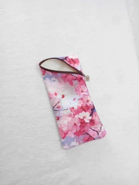 Étui fleur de cerisier en polyester imprimé avec fermeture zippée – Les Cabas en folie