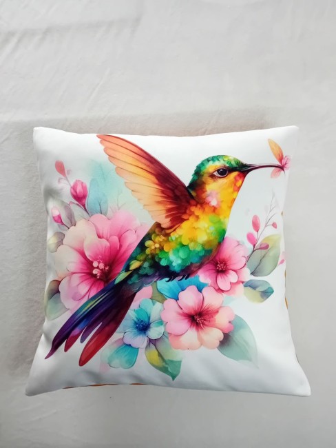 Housse de coussin Colibri en velours imprimé 45 × 45 cm