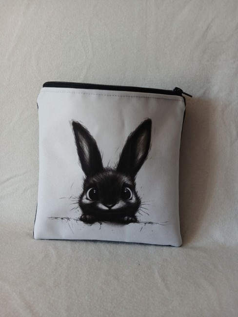 Trousse fait main à usages multiples, modèle unique en polyester imprimé et velours côtelé, doublé tissu uni coton, de fabrication française