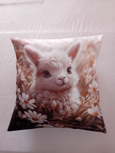 Housse de coussin en velours motif animaux lama faite main