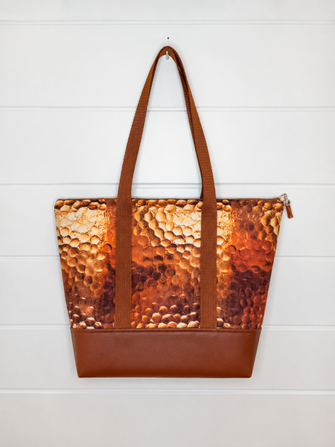 Cabas Steampunk cuivré avec fond marron et anses assorties