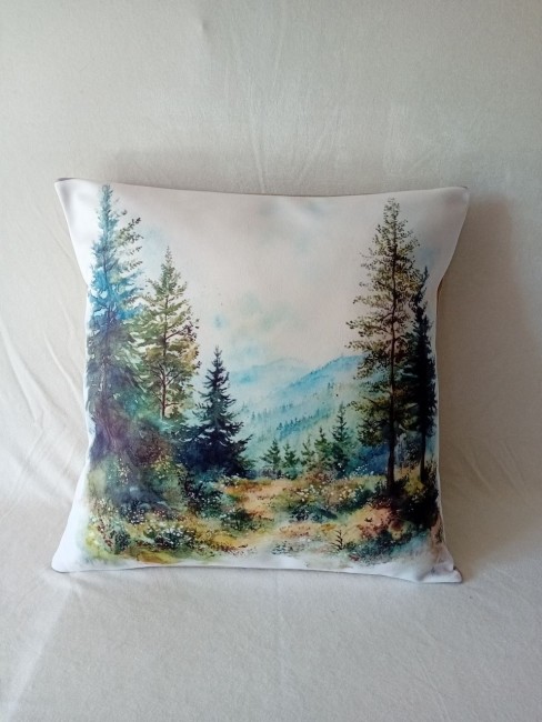 Housse de coussin Forêt en velours imprimé 45 × 45 cm