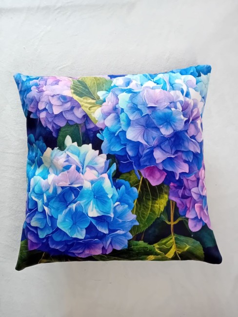 Housse de coussin Hortensia en velours imprimé 45 × 45 cm
