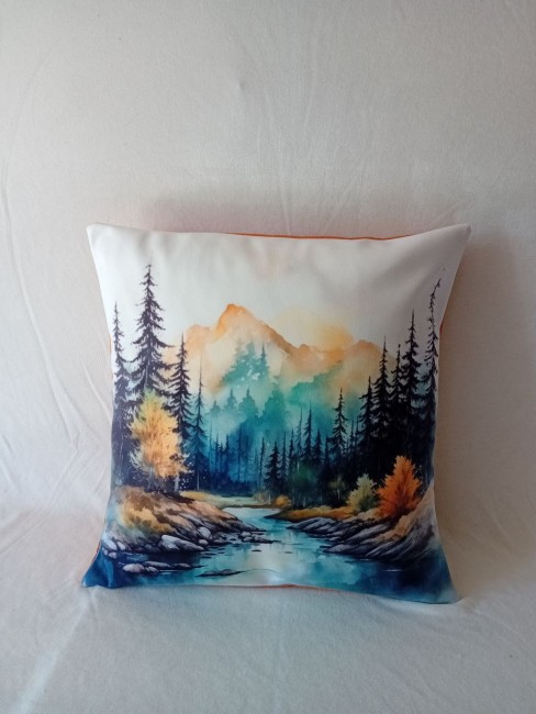 Housse de coussin Sapins 45×45 en velours | Les Cabas en folie Housse de coussin Sapins en velours imprimé 45 × 45 cm