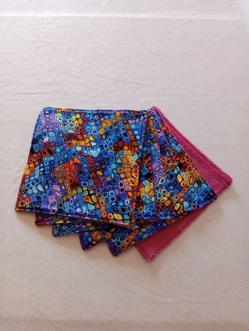 Lot de 6 essuie-tout lavables inspirés de Klimt – Les bonnes affaires | Les Cabas en folie Lot de 6 essuie-tout lavables en éponge bambou et coton imprimé inspiré de Klimt – Les Cabas en folie