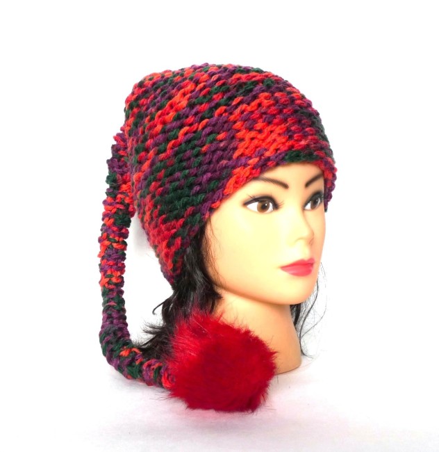 Bonnet lutin multicolore de Noël