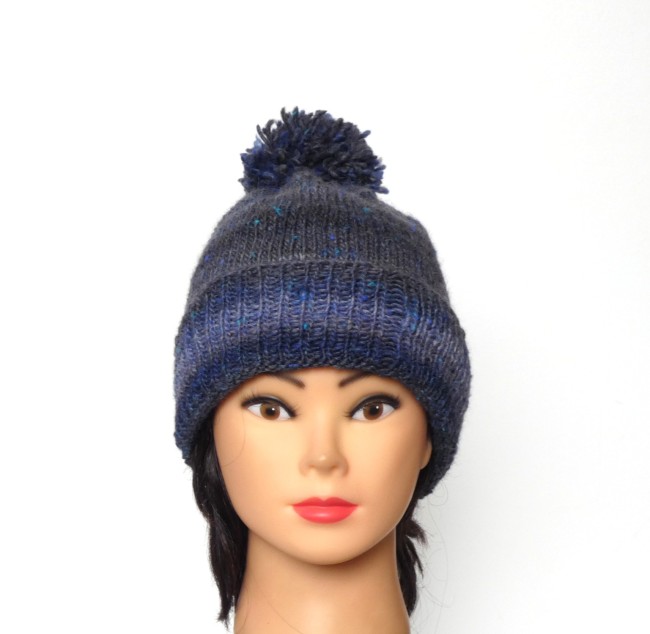 P1060020 Bonnet femme bleu/gris laine Plassard Champêtre