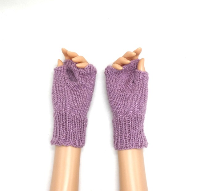 Mitaines femme pouce coloris vieux rose pailleté  C 17 jo métal