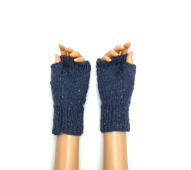  Mitaines femme bleu Katia merino Tweed  bleu 305