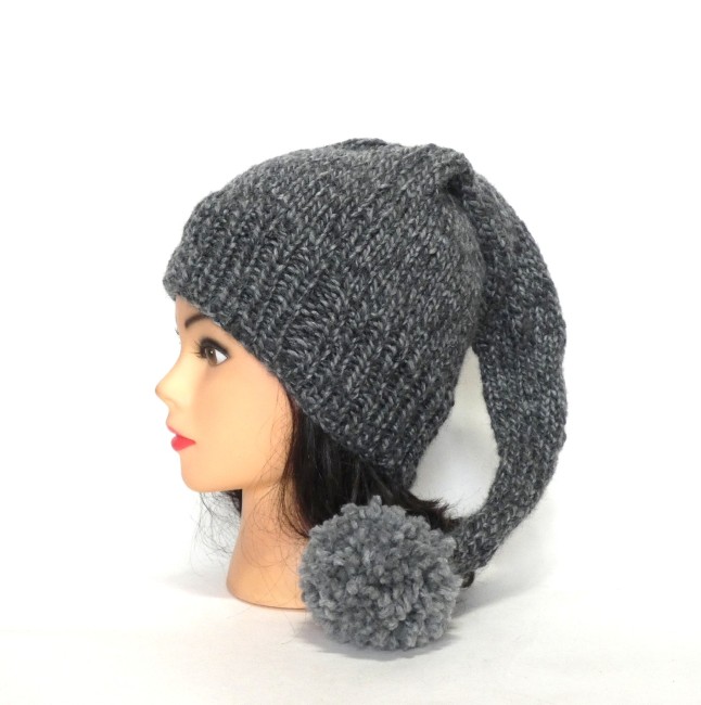 P1010620 Bonnet lutin gris chiné laine Bergère de France Alaska coloris Campagnol