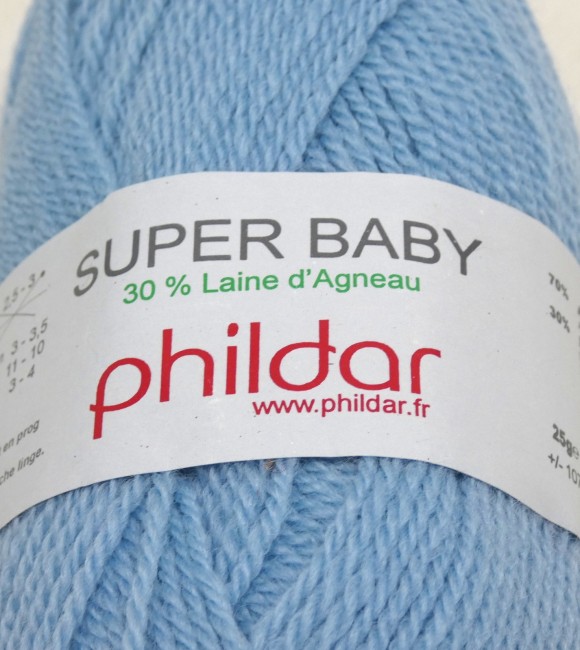 Lot 2 pelotes laine Phildar SUPER BABY bleu ciel C 408 