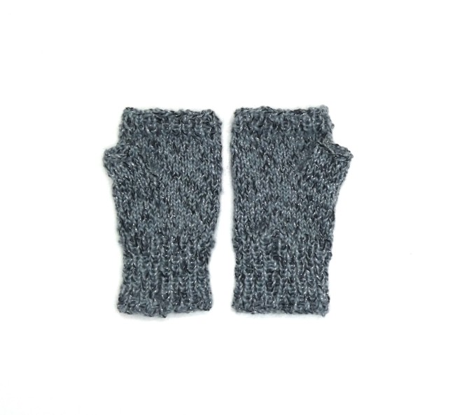 Mitaines pour femme gris / noir  argenté avec pouce en laine Bergère de France éclair