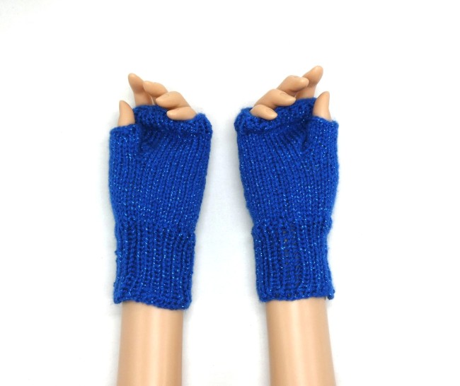 Mitaines bleu roi pailletée jo métal