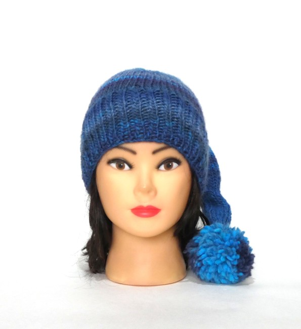 P1010404 Bonnet lutin laine bleu /turquoise