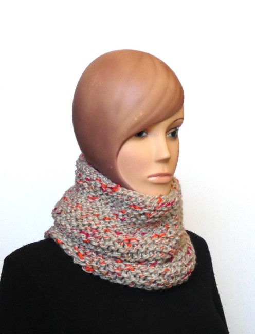 P1110001 Tour de cou / Snood/ femme camel Phildar phil Country