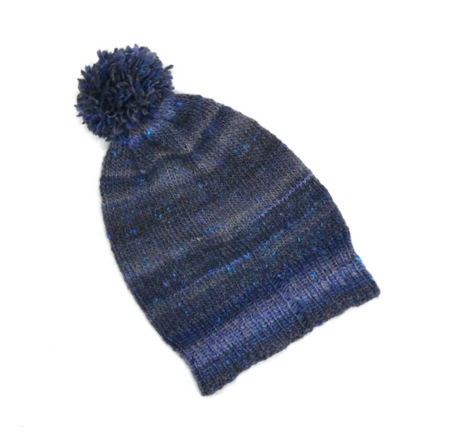 P1060030 Bonnet femme bleu/gris laine Plassard Champêtre