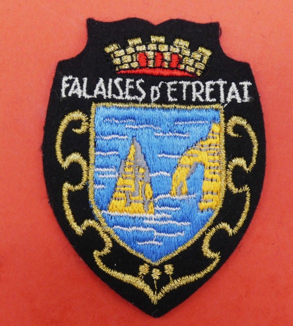 Ecusson brodé ville / falaises d ' Etretat 