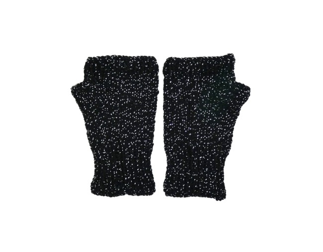 Mitaines femme noire pailletée argenté